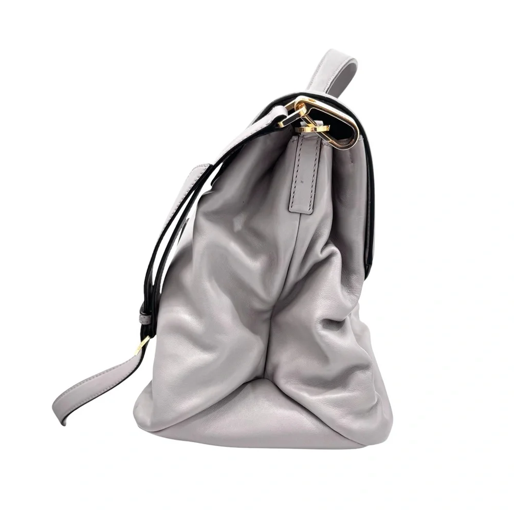 MIU MIU CLAY GREY VITELLO SOFT LEATHER TOP HANDLE FLAP SHOULDER BAG SATCHEL